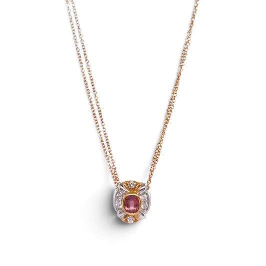 Girocollo in oro 18 kt con rubellite e diamanti - Gioielli Pavan
