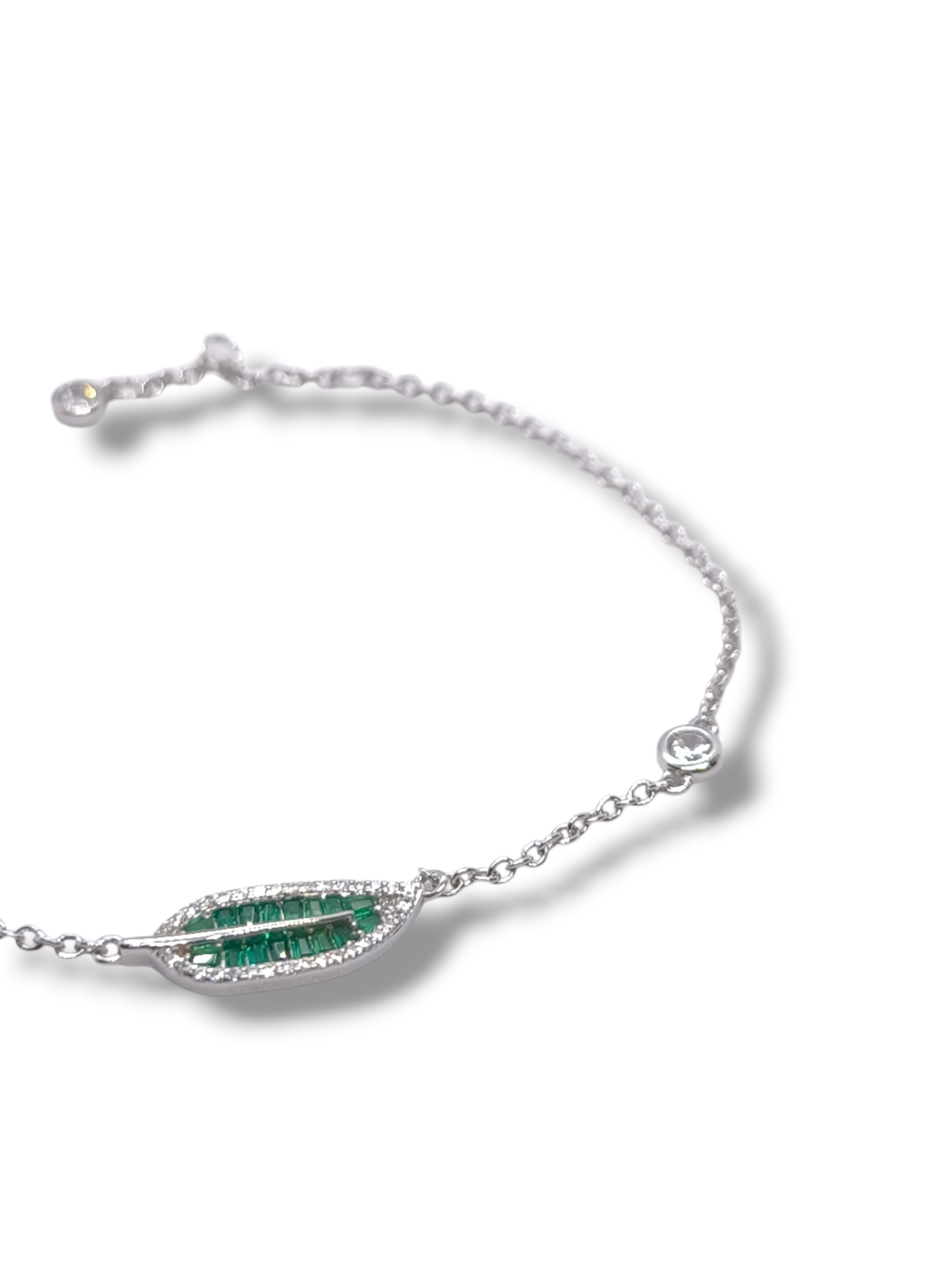 Bracciale Bracciale Foglia in Argento 925 bianco con Zirconi Incolori e verdi - Gioielli Pavan