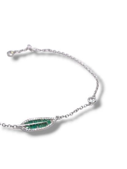 Bracciale Bracciale Foglia in Argento 925 bianco con Zirconi Incolori e verdi - Gioielli Pavan