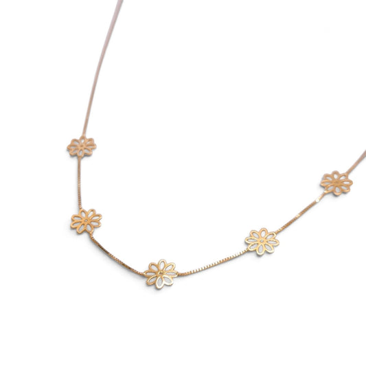 Girocollo con margherite in oro giallo 18k - Gioielli Pavan