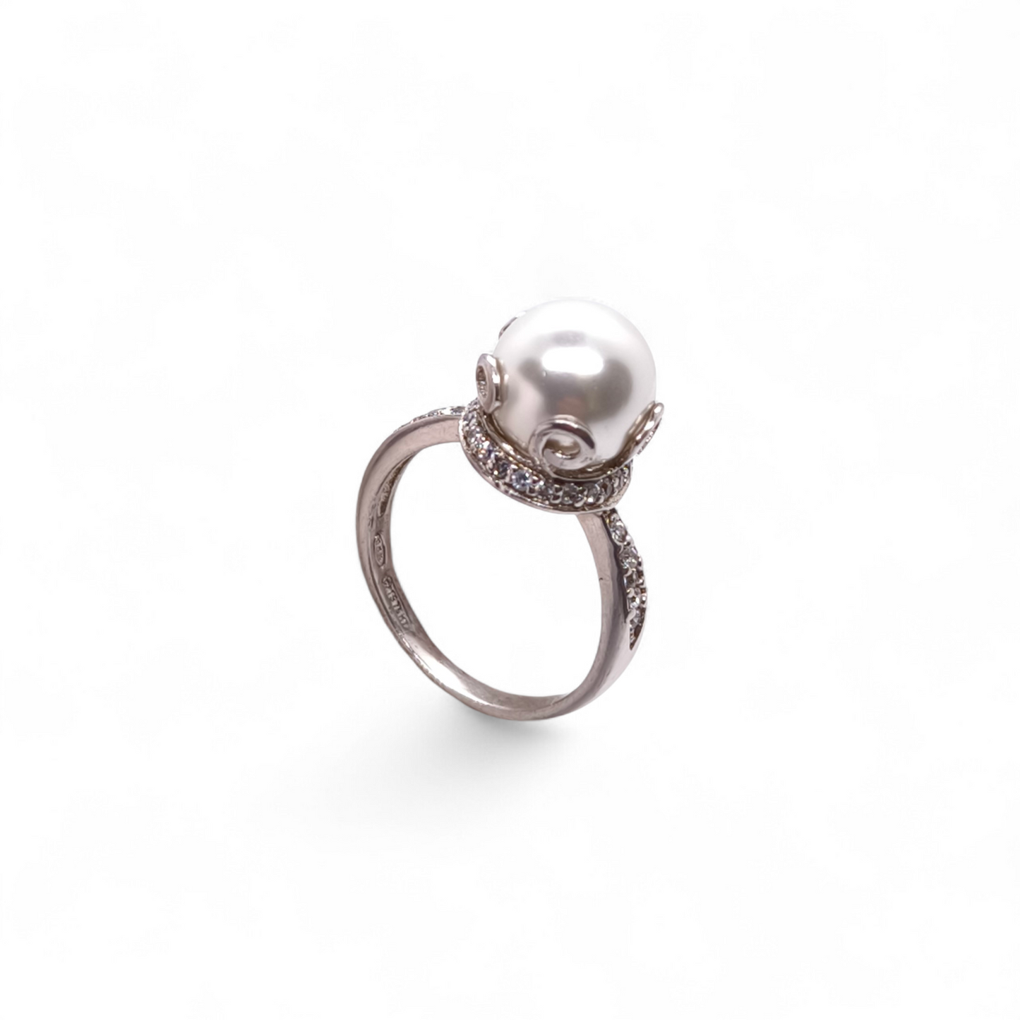 Anello Anello in Argento 925 con Perla Bianca e Zirconi - Gioielli Pavan