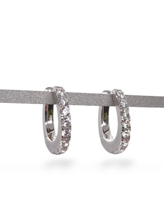 Orecchini Orecchini a Scattino Ovali in Argento 925 con Zirconi - Gioielli Pavan