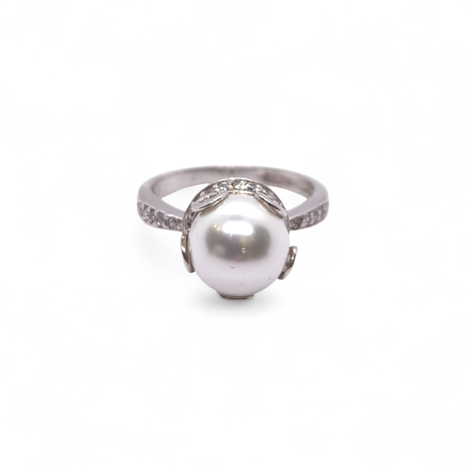 Anello Anello in Argento 925 con Perla Bianca e Zirconi - Gioielli Pavan