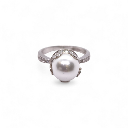 Anello Anello in Argento 925 con Perla Bianca e Zirconi - Gioielli Pavan