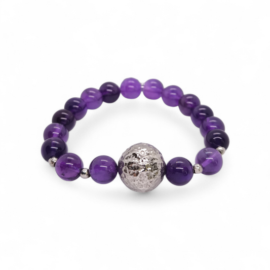 Bracciale Bracciale elastico in argento 925 e ametista viola - Gioielli Pavan
