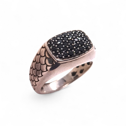 Anello Anello Chevalier Albert M. in Argento 925 con Zirconi Neri - Gioielli Pavan
