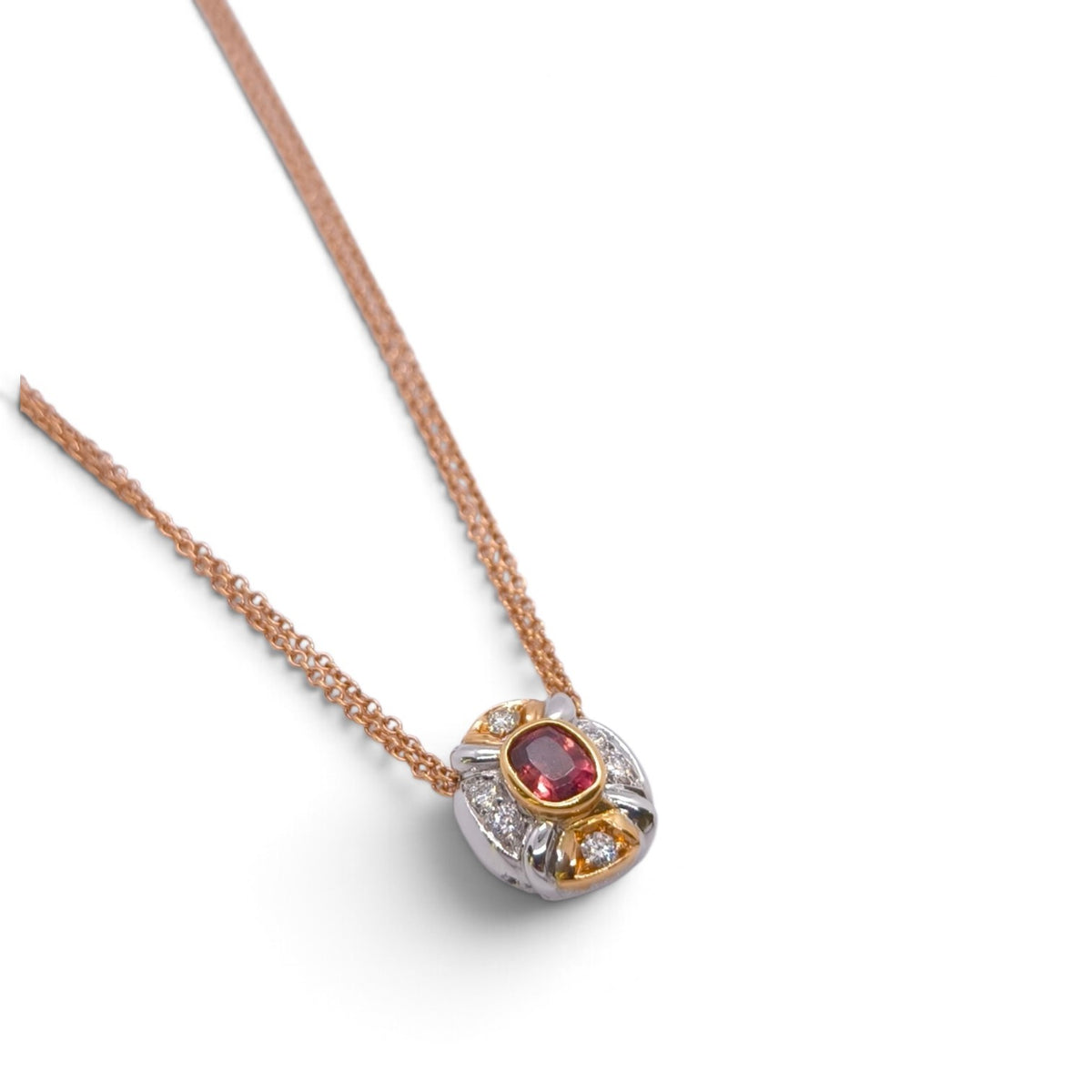 Girocollo in oro 18 kt con rubellite e diamanti - Gioielli Pavan