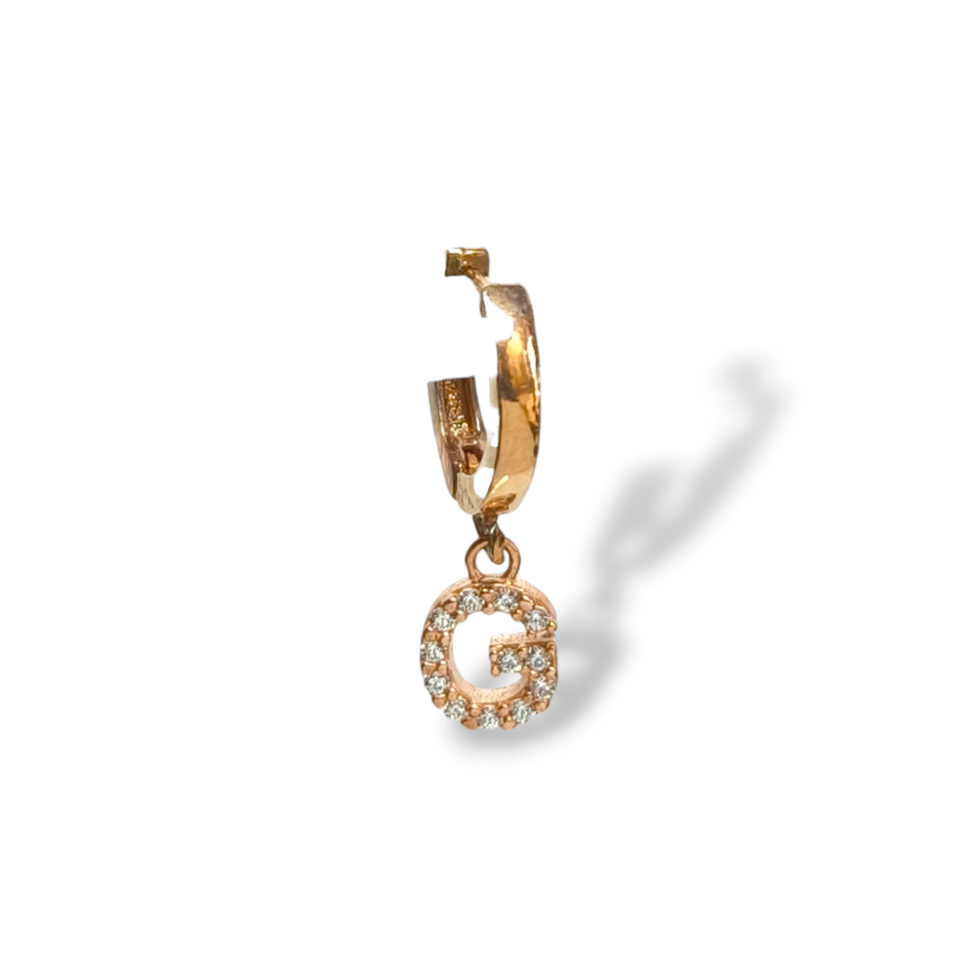 Orecchini Mono orecchino in argento scattino lettera G pavé - Gioielli Pavan