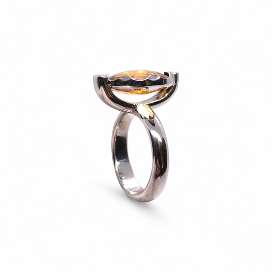 Anello Anello in Argento 925 con Quarzo Citrino Taglio Briolet - Gioielli Pavan