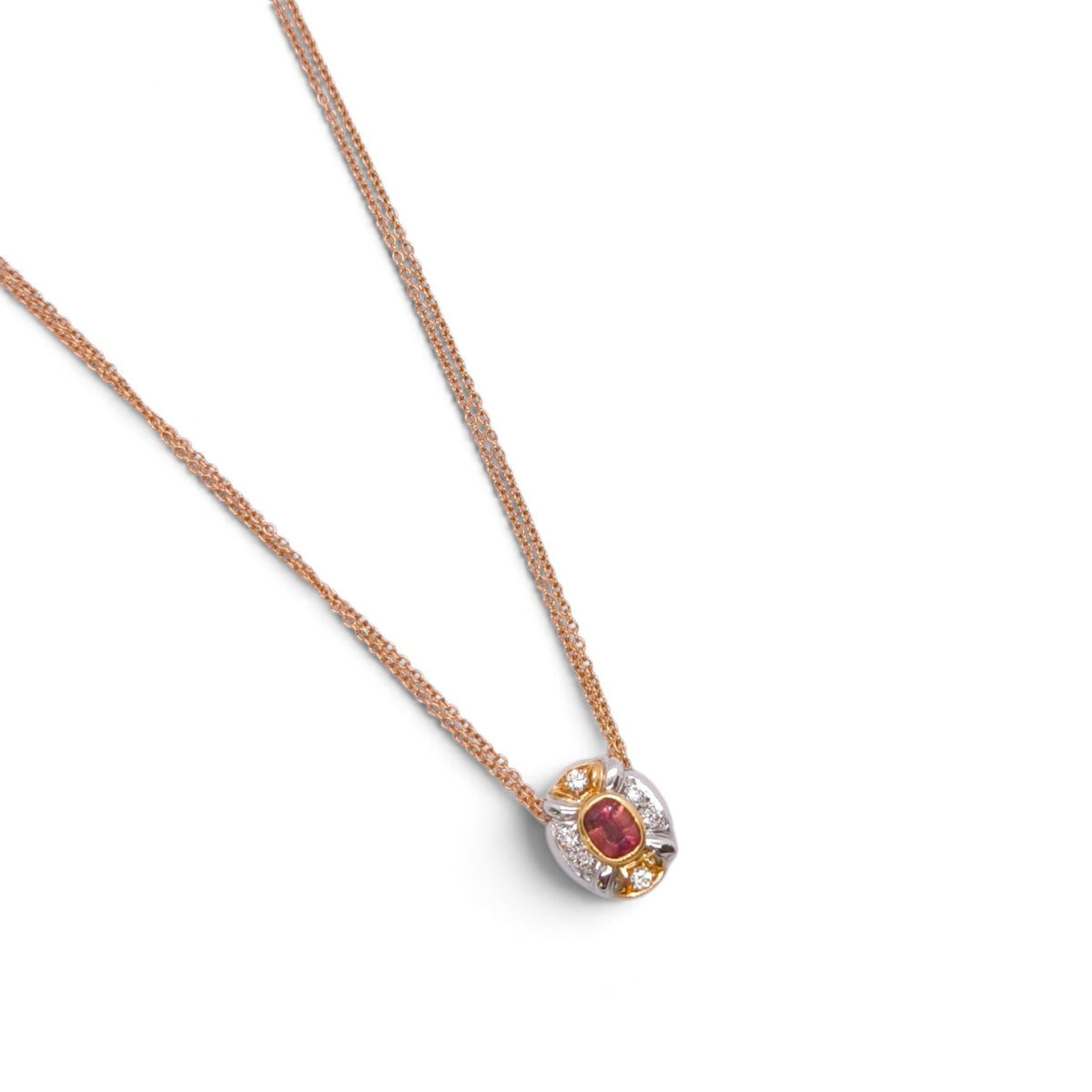 Girocollo in oro 18 kt con rubellite e diamanti - Gioielli Pavan