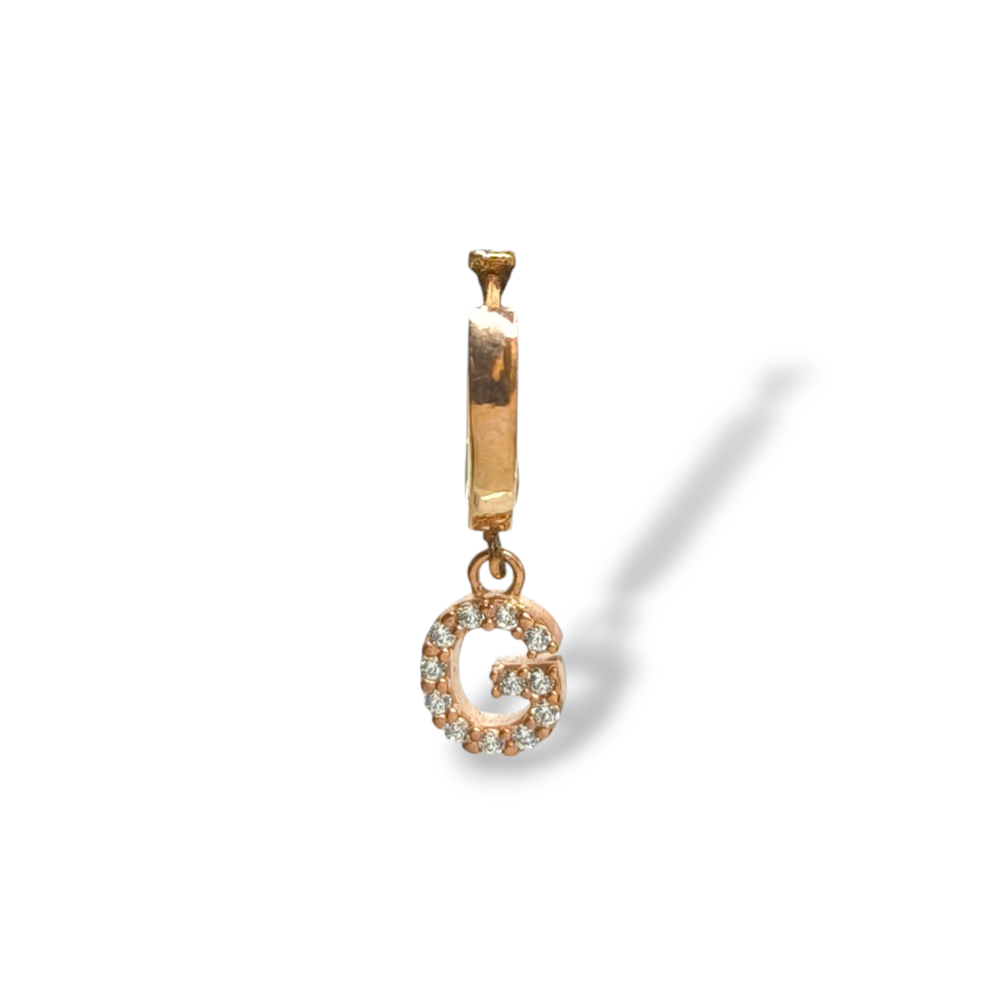 Orecchini Mono orecchino in argento scattino lettera G pavé - Gioielli Pavan