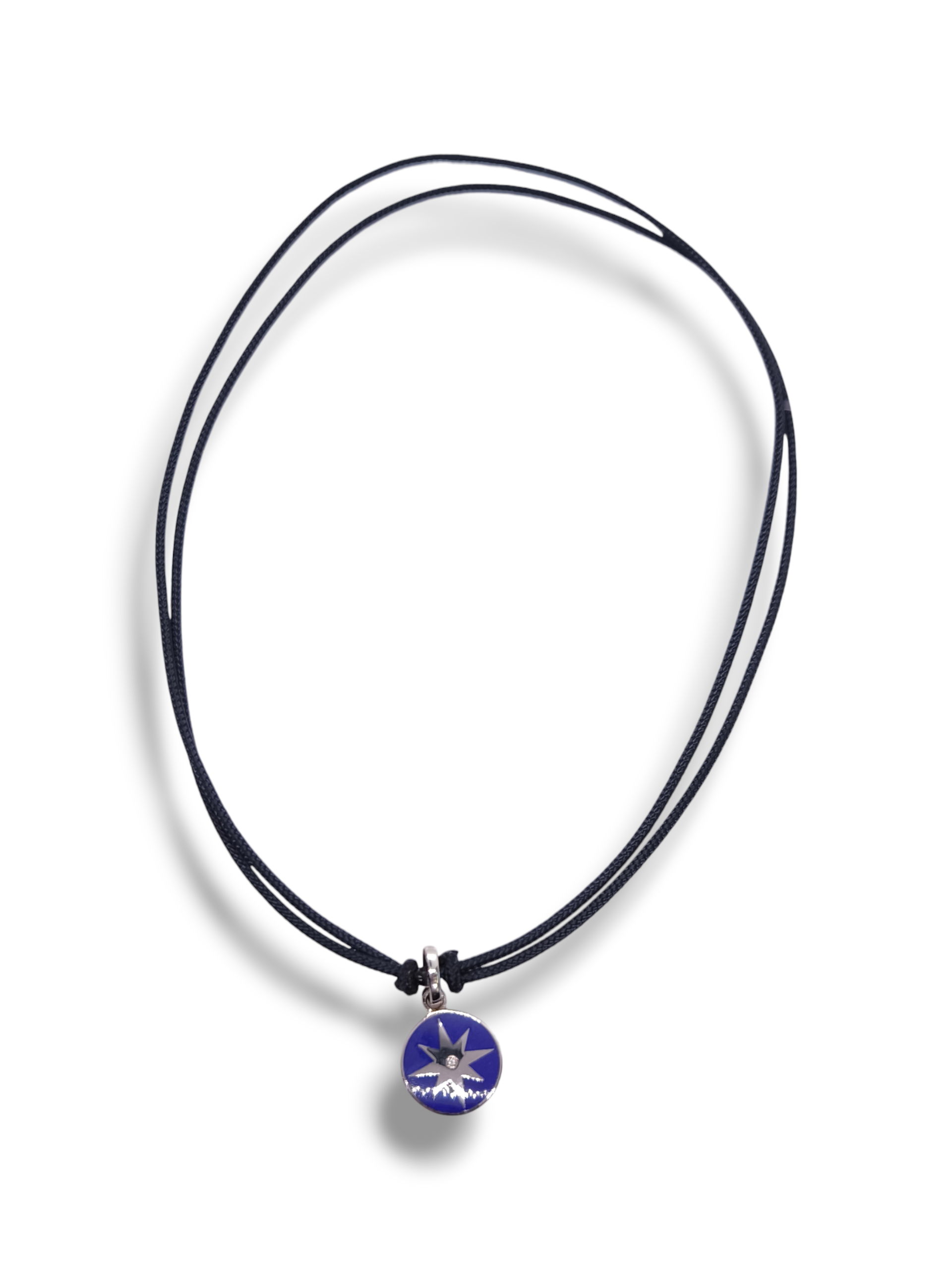 Girocollo Girocollo Rosa dei Venti Argento 925 con Diamante e Smalto Blu - Gioielli Pavan