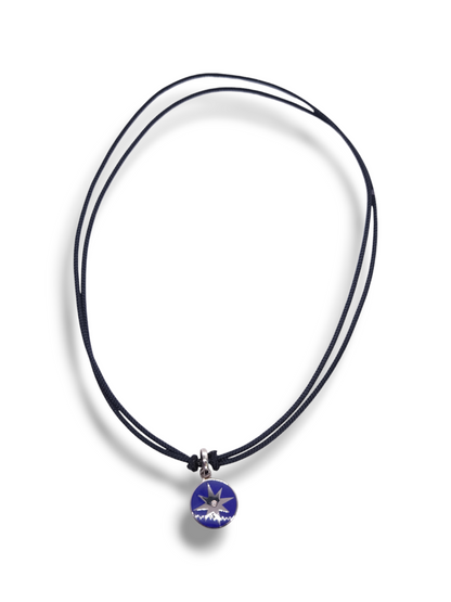 Girocollo Girocollo Rosa dei Venti Argento 925 con Diamante e Smalto Blu - Gioielli Pavan