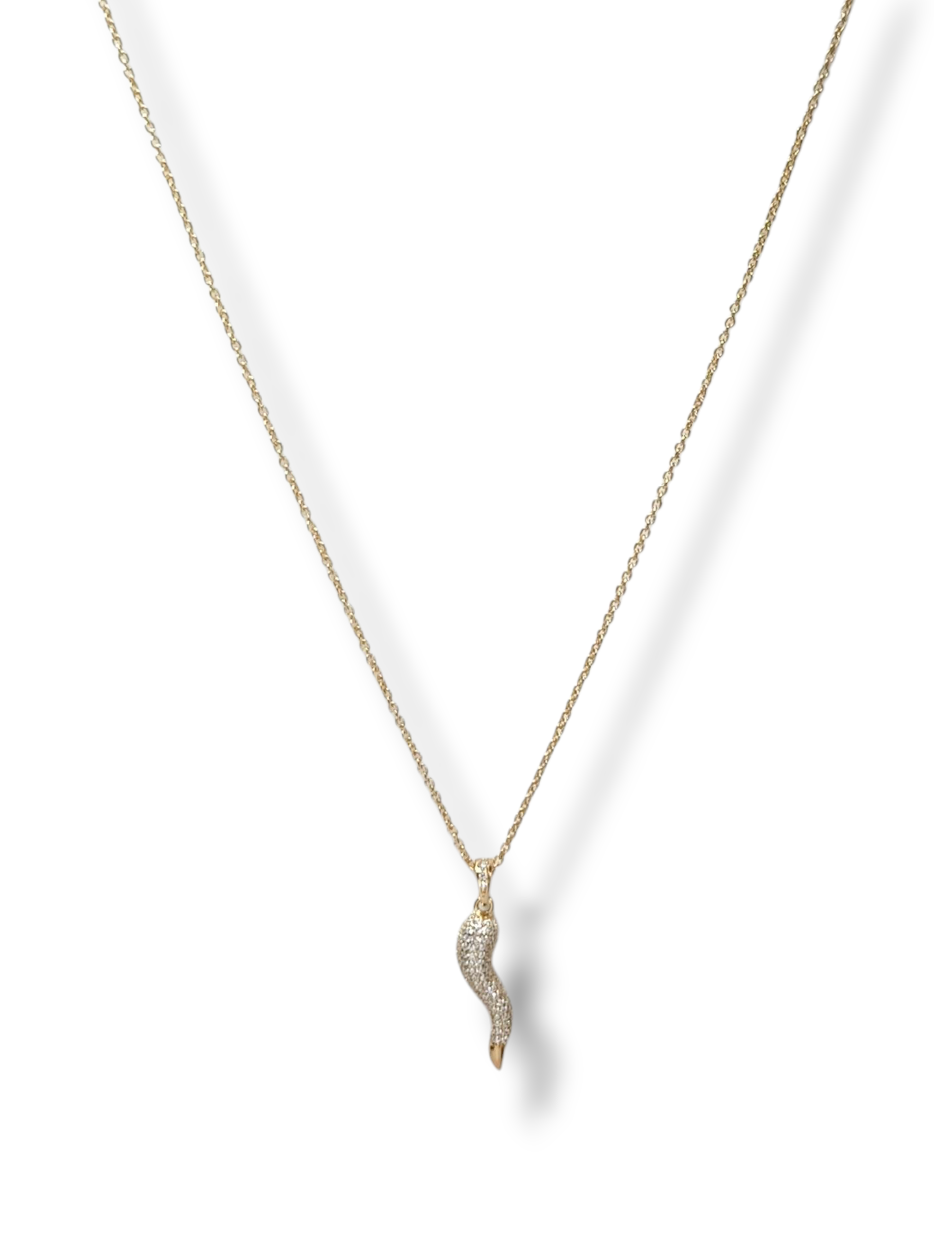 Girocollo Girocollo in argento dorato con cornetto in pavé di zirconi - Gioielli Pavan