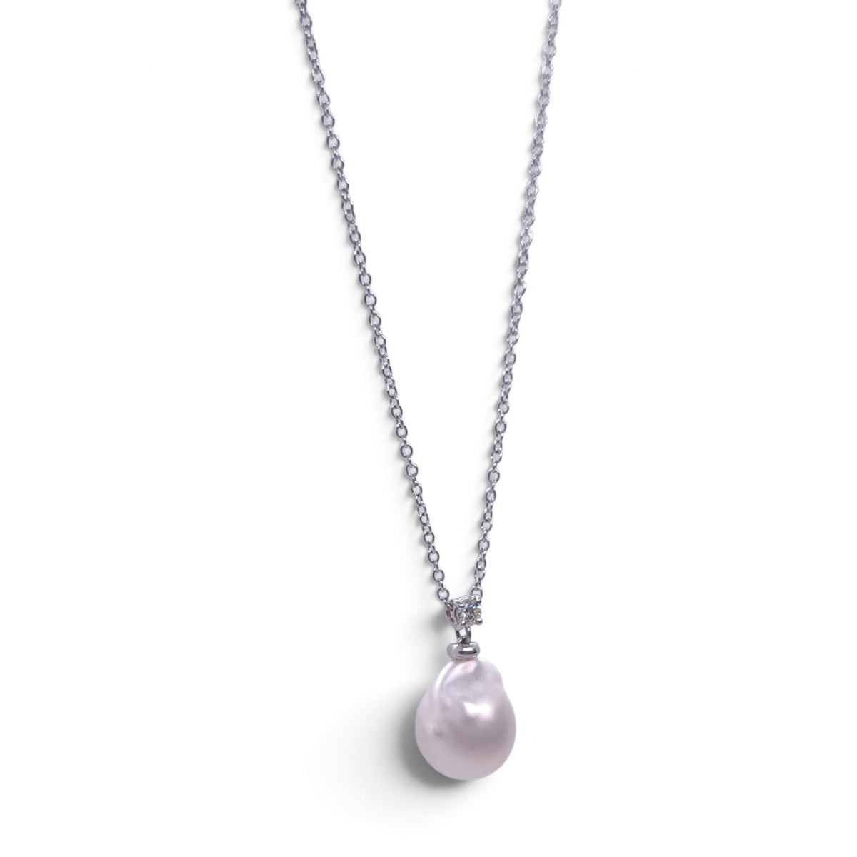 Girocollo in oro bianco con perla australiana e diamante - Gioielli Pavan