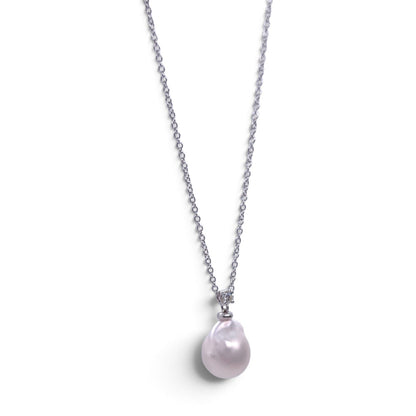 Girocollo in oro bianco con perla australiana e diamante - Gioielli Pavan