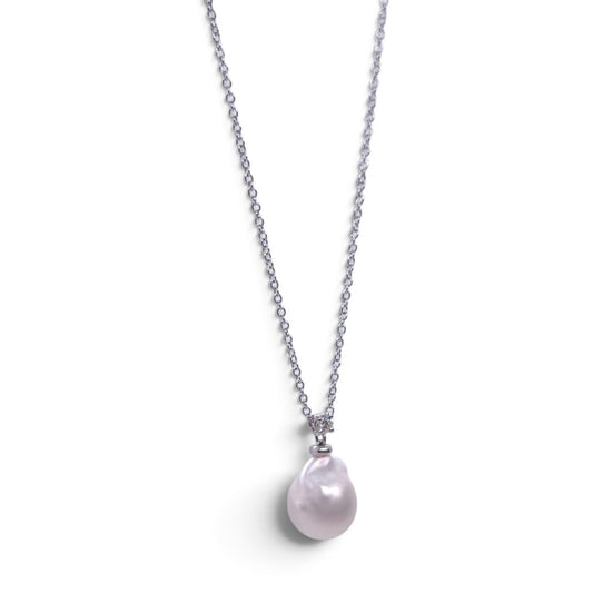 Girocollo in oro bianco con perla australiana e diamante - Gioielli Pavan