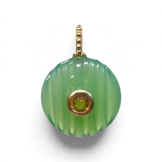 Ciondolo con quarzo verde e zirconia brown in argento dorato - Gioielli Pavan