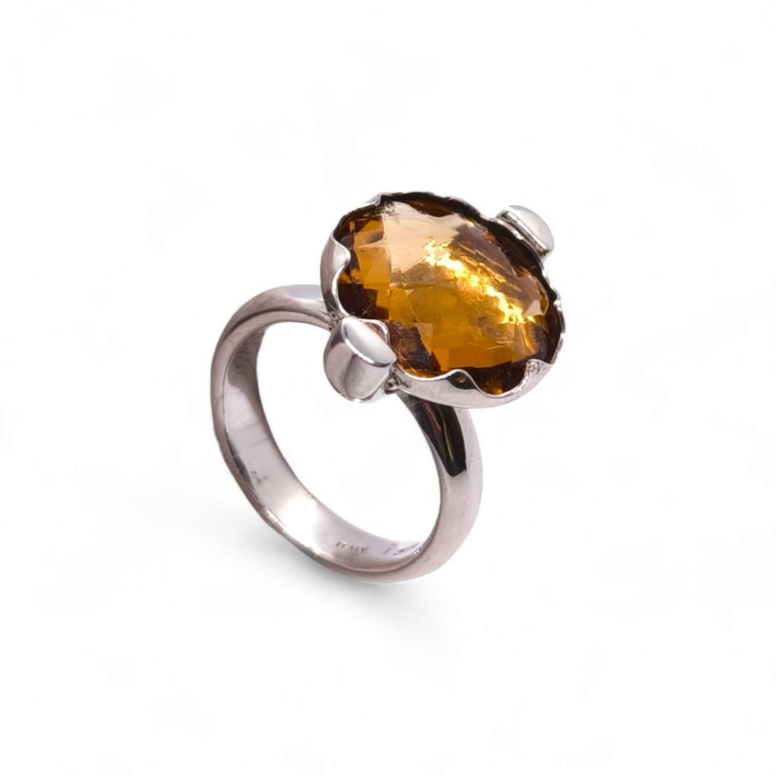 Anello Anello in Argento 925 con Quarzo Citrino Taglio Briolet - Gioielli Pavan