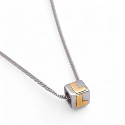 Collana Girocollo argento 925 con dadino lettera in oro 18k - Gioielli Pavan