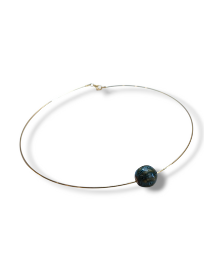 Girocollo Girocollo in argento dorato rigido con vetro di malta - Gioielli Pavan