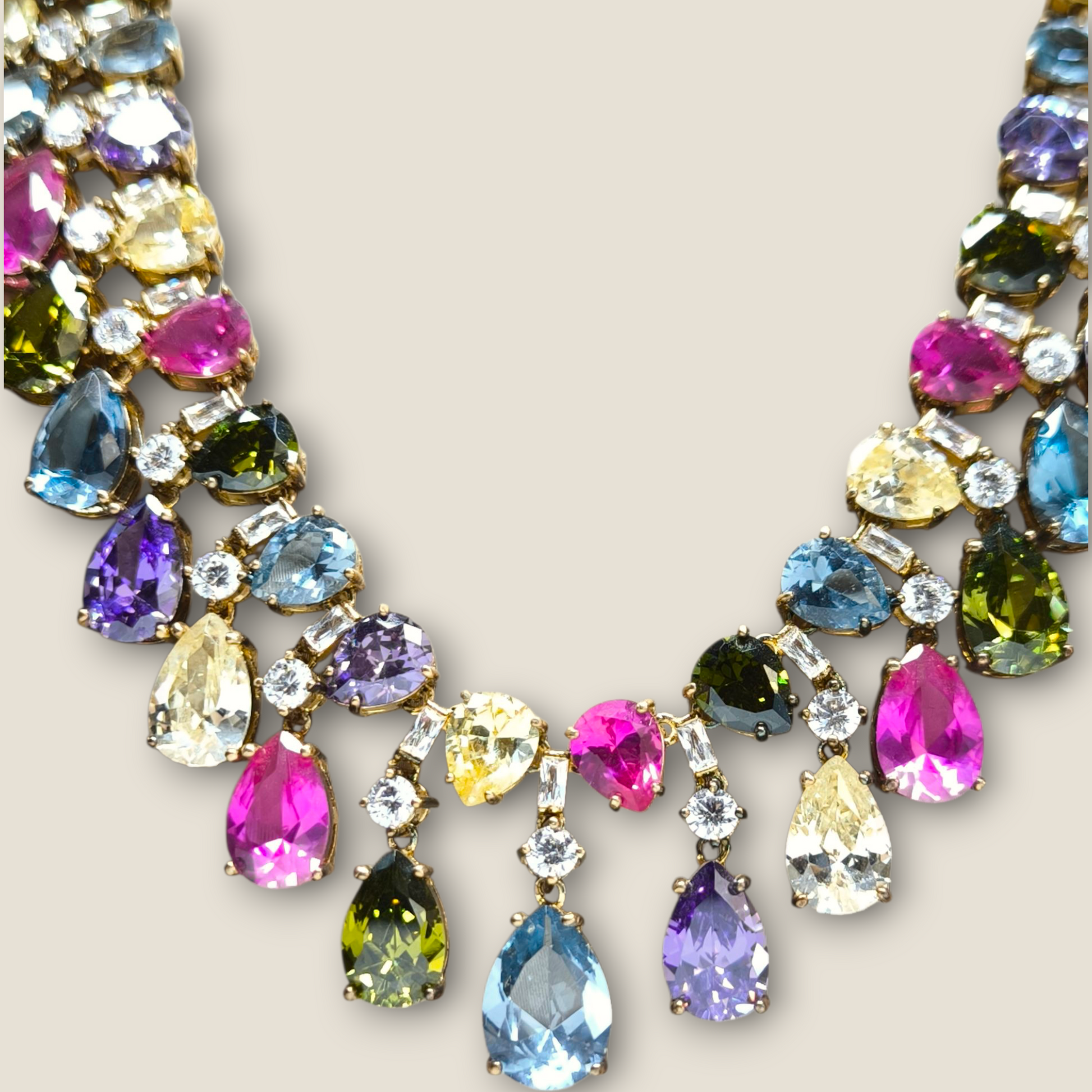 Girocollo Girocollo in argento dorato con zirconi multi color - Gioielli Pavan