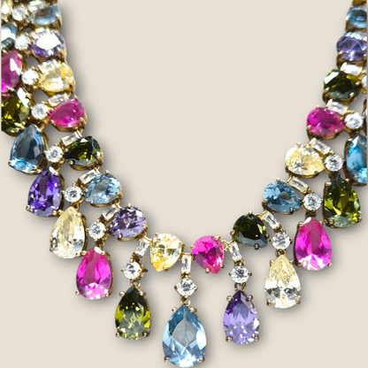 Girocollo Girocollo in argento dorato con zirconi multi color - Gioielli Pavan