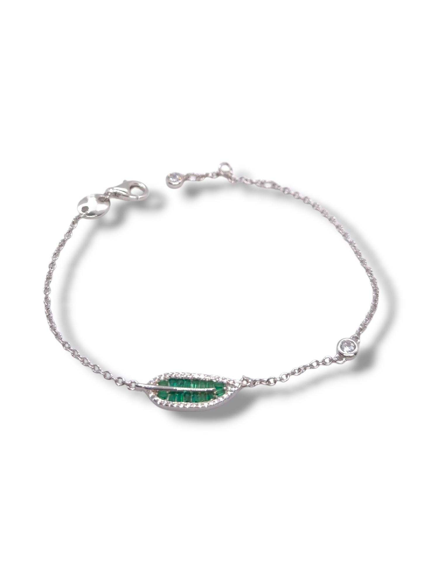 Bracciale Bracciale Foglia in Argento 925 bianco con Zirconi Incolori e verdi - Gioielli Pavan