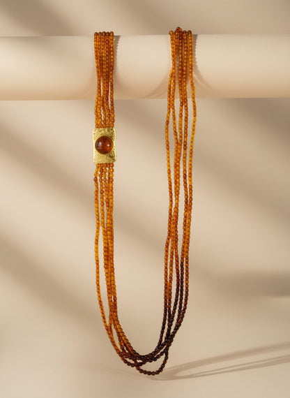 Collana multifilo in ambra dominicana e oro 18 kt