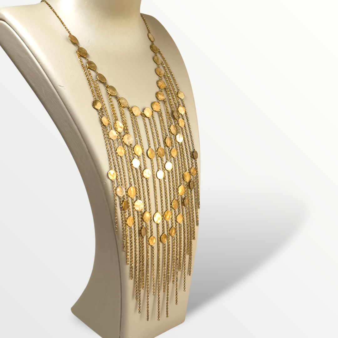 Girocollo Collana in argento dorato con pendenti lunghi satinati e lucidi - Gioielli Pavan