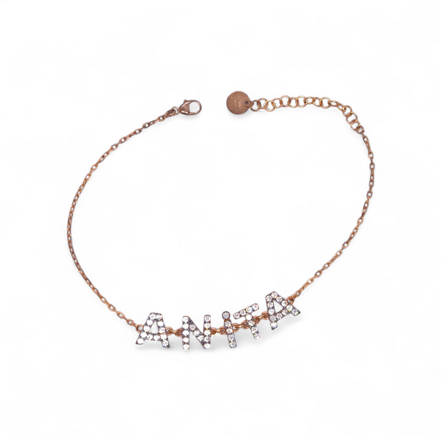 Bracciale Bracciale in Argento 925 Rosa con Nome Anita e Zirconi - Gioielli Pavan