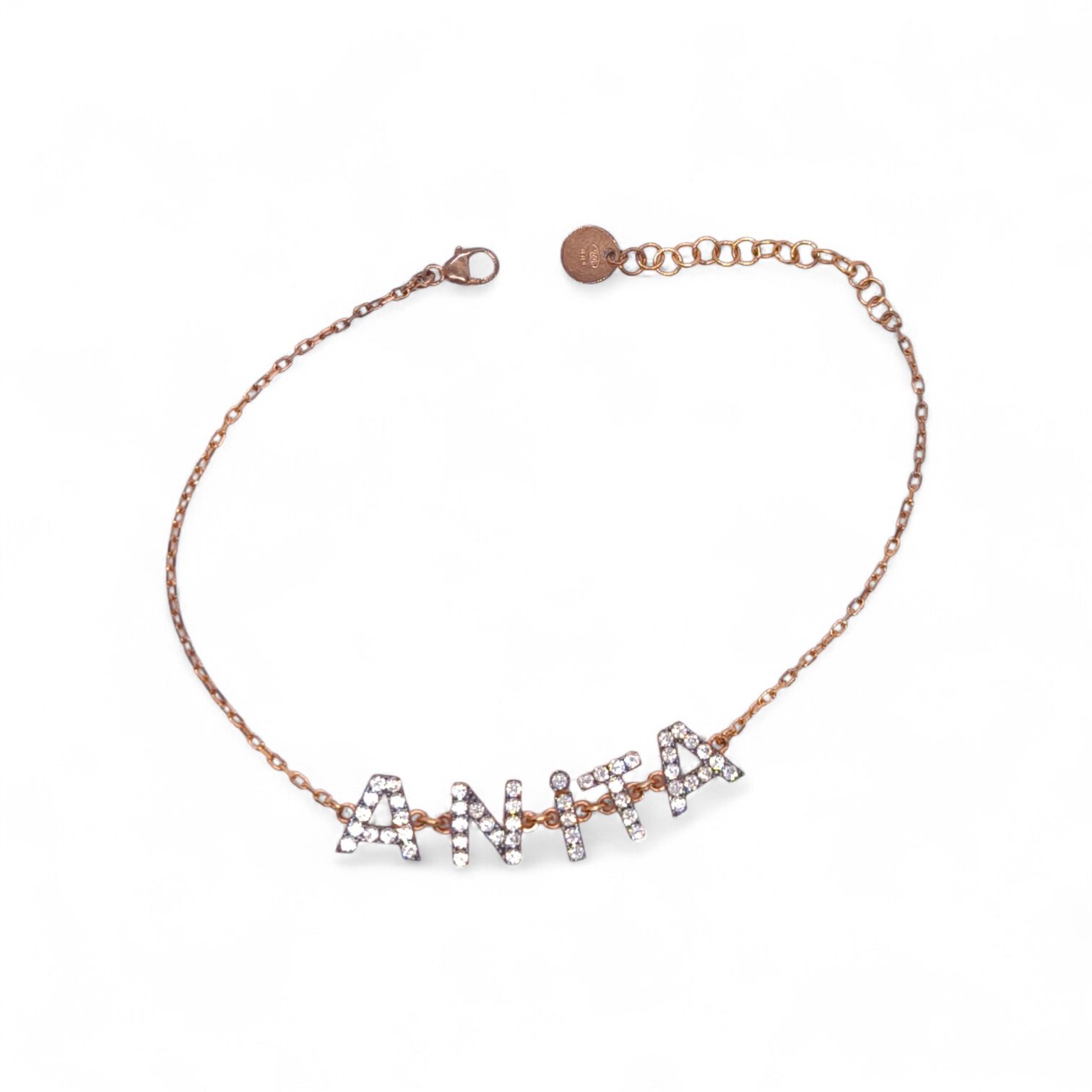 Bracciale Bracciale in Argento 925 Rosa con Nome Anita e Zirconi - Gioielli Pavan