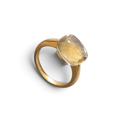 Anello in oro giallo 18 carati con quarzo lemon - Gioielli Pavan