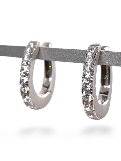 Orecchini Orecchini a Scattino Ovali in Argento 925 con Zirconi - Gioielli Pavan