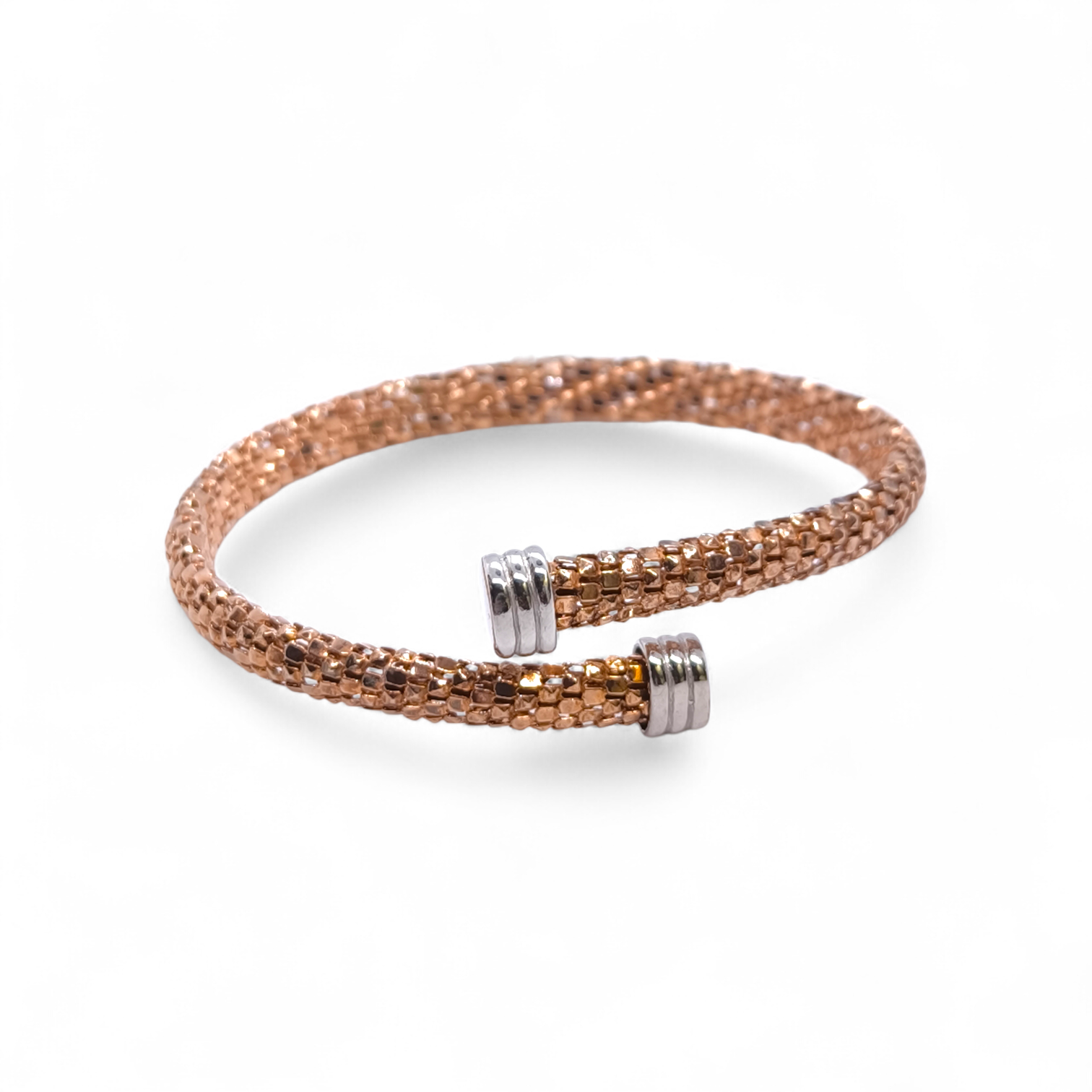Bracciale Bracciale Rigido Argento 925 Bicolore Diamantato - Gioielli Pavan