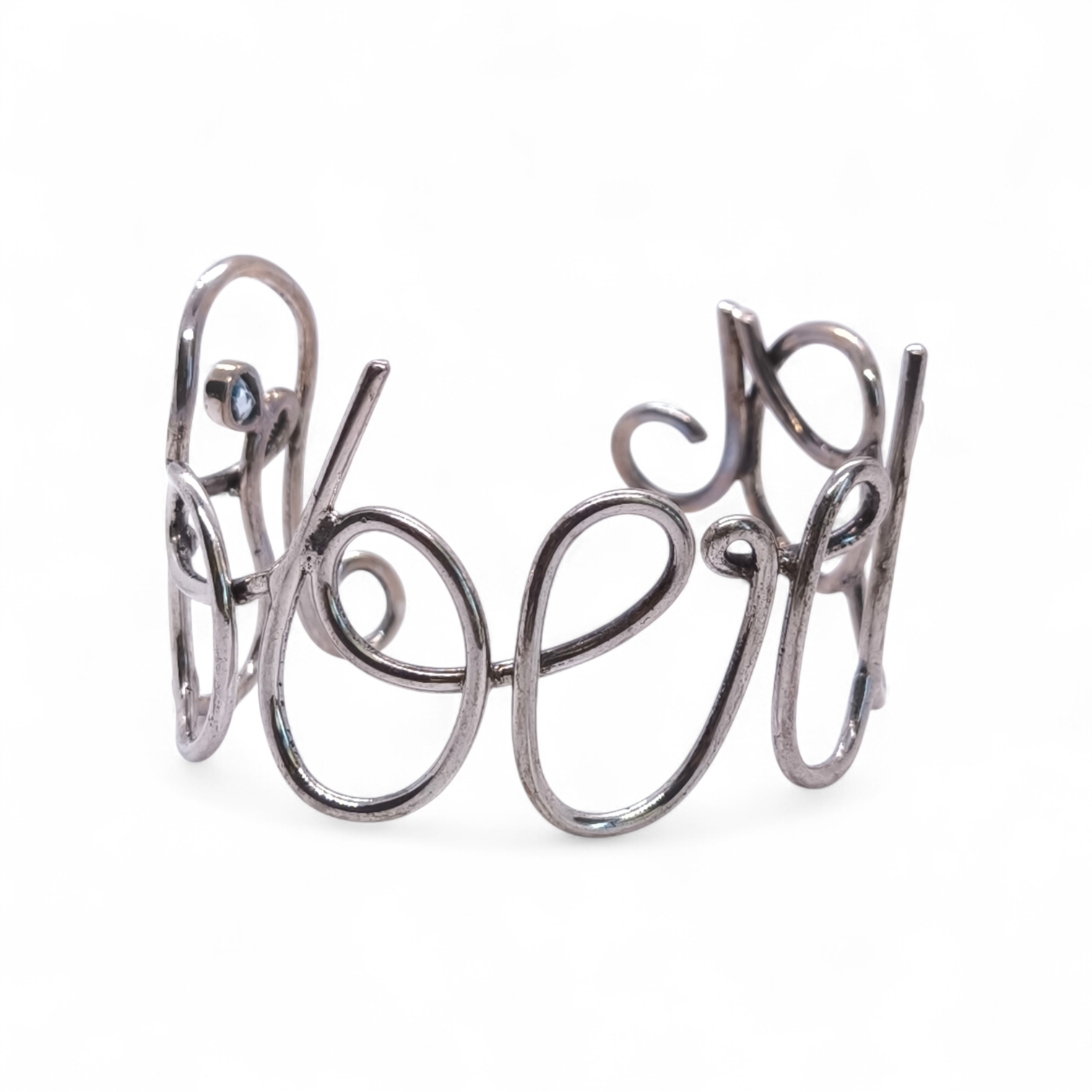 Bracciale Bracciale Nome Roberta in Argento 925 con Acquamarina - Gioielli Pavan