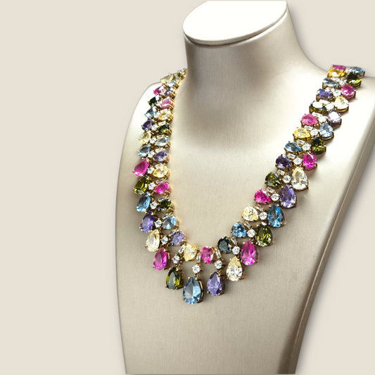 Girocollo Girocollo in argento dorato con zirconi multi color - Gioielli Pavan