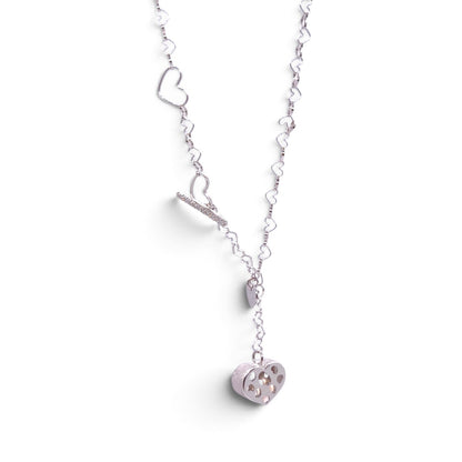 Girocollo Nanis in oro bianco 18 kt con cuori e diamanti - Gioielli Pavan