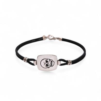Bracciale Bracciale Argento 925 con Teschio e Sagola Nautica Nera - Gioielli Pavan