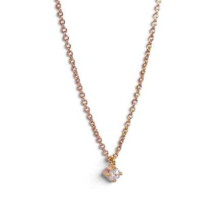 Girocollo punto luce in oro rosa 18 kt con diamante 0,10 ct - Gioielli Pavan