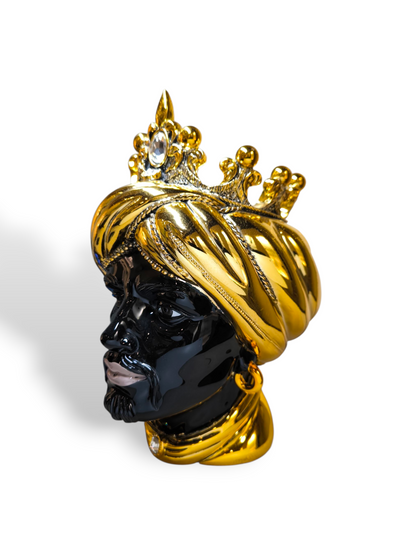 soprammobile Vaso Testa di Moro maschile ornamentale dorata con pietre - Gioielli Pavan