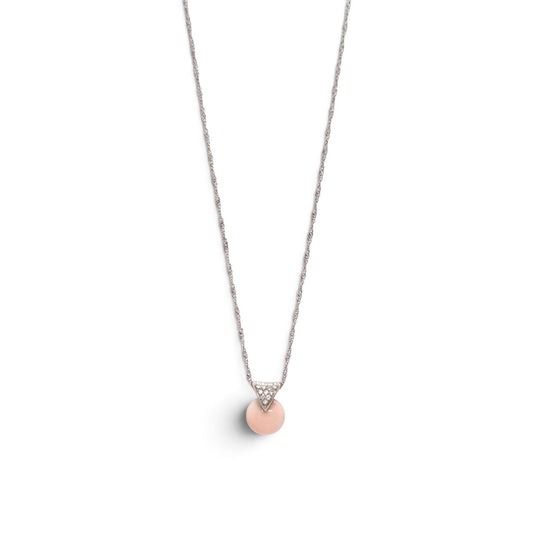 Girocollo in oro 18 kt e platino con corallo rosa e diamanti - Gioielli Pavan