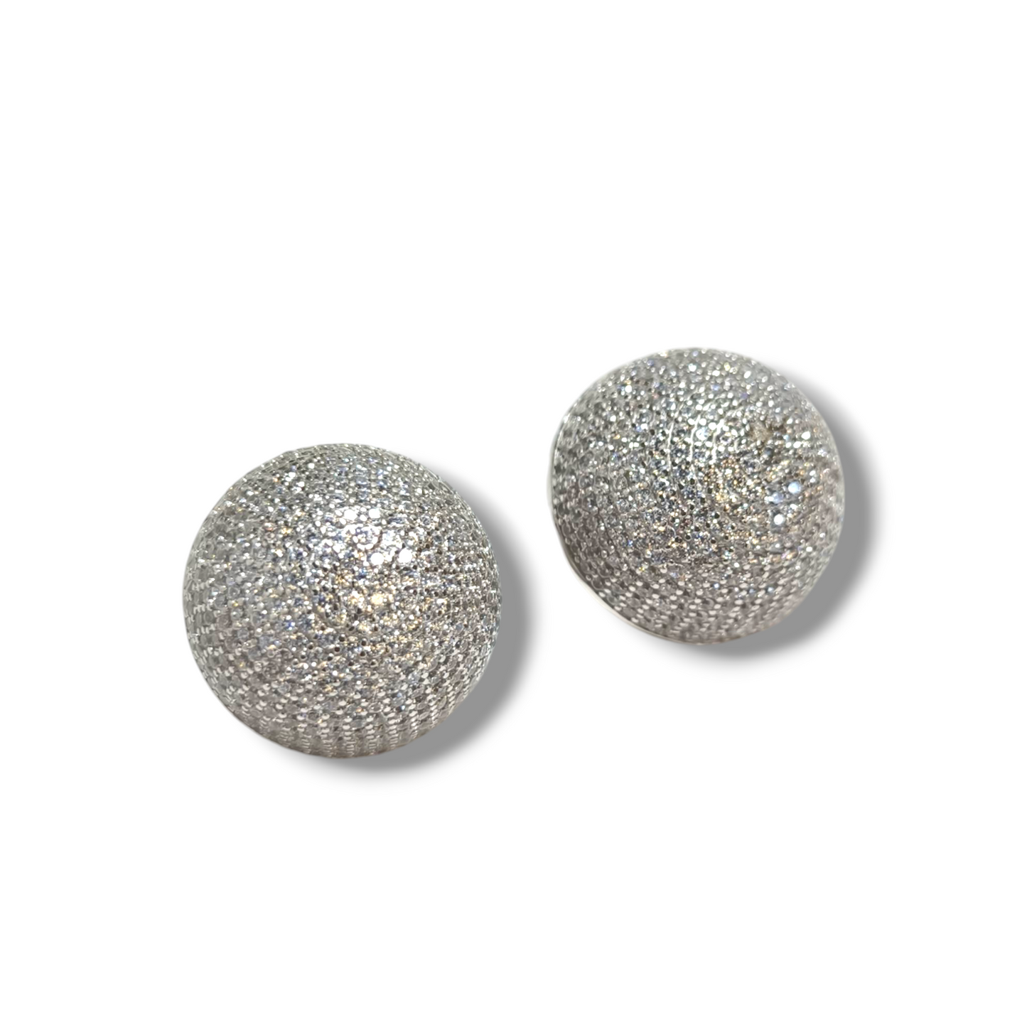 Orecchini Orecchini in argento a mezze sfere a pavè di zirconi diam. 2 cm - Gioielli Pavan
