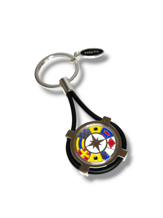 Portachiavi Porta chiavi in acciaio con rosa dei venti smaltata o incisa - Articolo con varianti - Gioielli Pavan