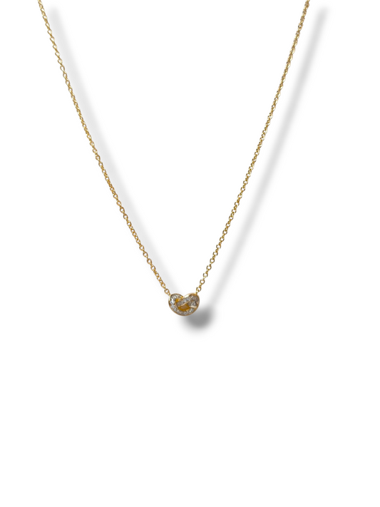 Girocollo Girocollo in argento dorato con cuore intrecciato in pavé di zirconi - Gioielli Pavan