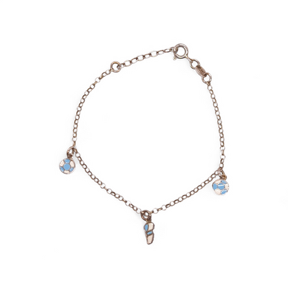 Bracciale Bracciale Argento 925 Calcio per Bambini - Pallone e Scarpetta Smaltati - Gioielli Pavan