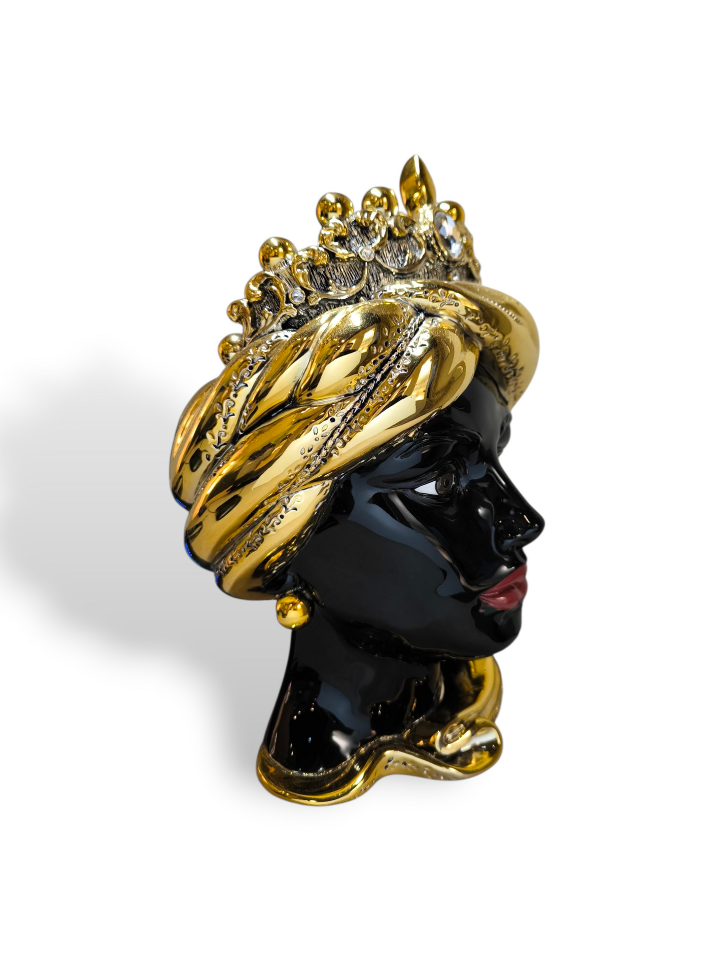 soprammobile Vaso Testa di Moro femminile ornamentale dorata con pietre - Gioielli Pavan