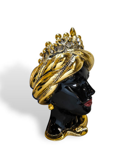 soprammobile Vaso Testa di Moro femminile ornamentale dorata con pietre - Gioielli Pavan