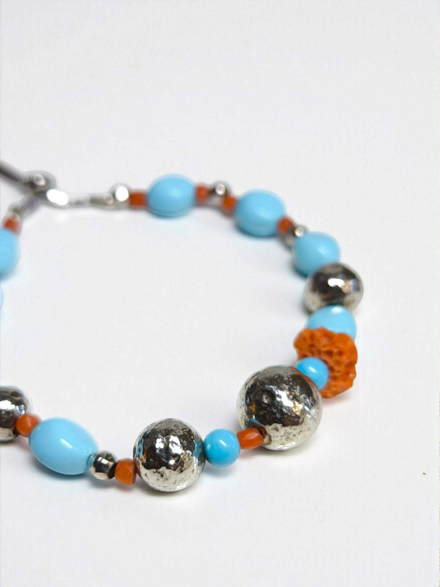 Bracciale Braccialetto in argento con turchese e corallo - Gioielli Pavan