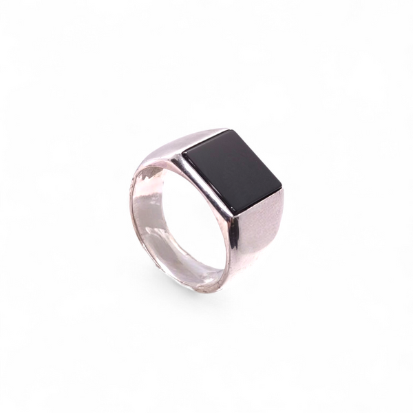 Anello Anello Chevalier in Argento 925 con Onice Nera - Gioielli Pavan
